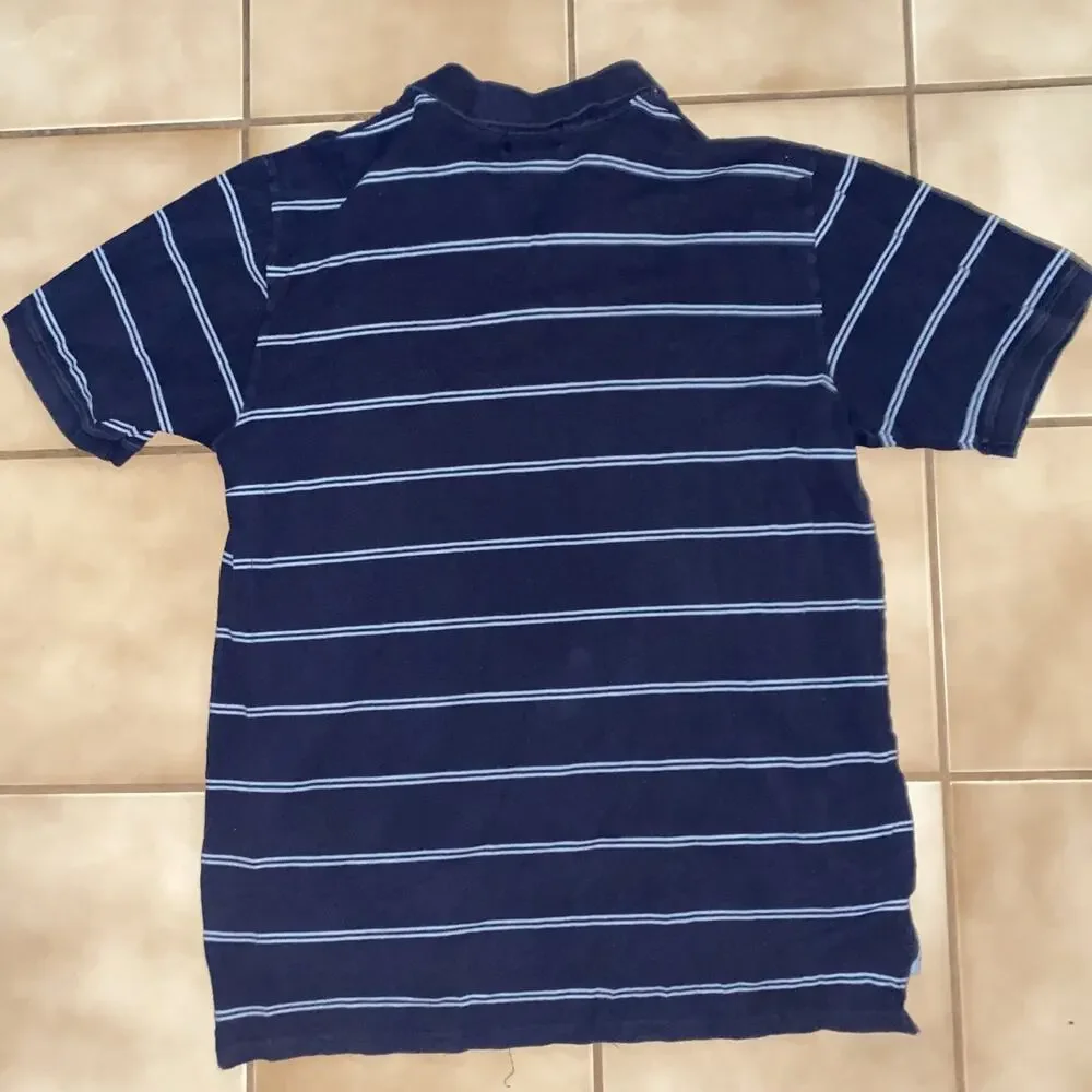 Vintage Southpole Polo Shirt Men 2XL Blue White Striped Short Sleeve Y2K Collar